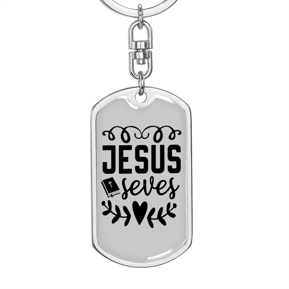 Jesus Saves Keychain Stainless Steel or 18k Gold Dog Tag Keyring-Express Your Love Gifts