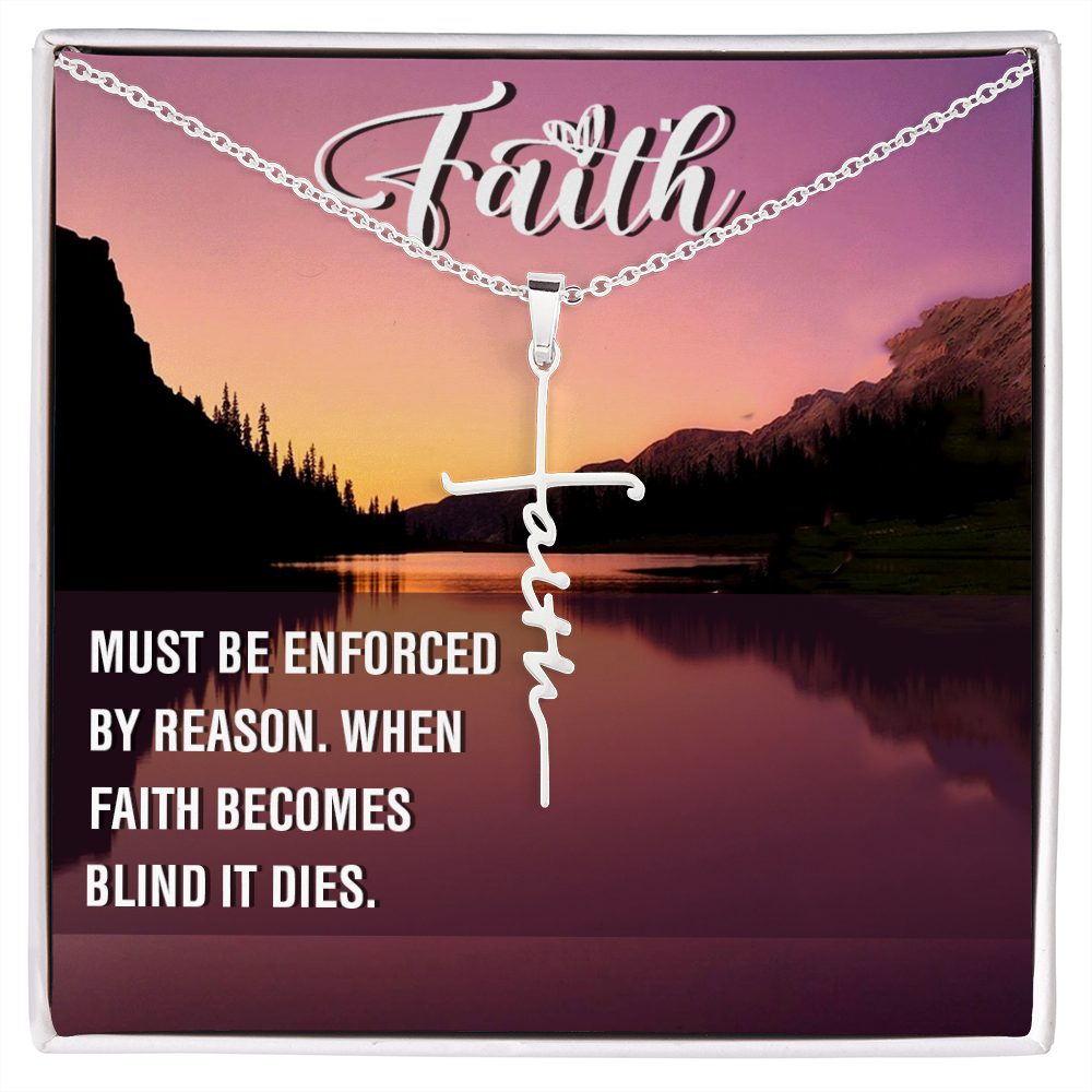 Must be Enforced Faith Cross Necklace w Inspirational Bible Message Card-Express Your Love Gifts