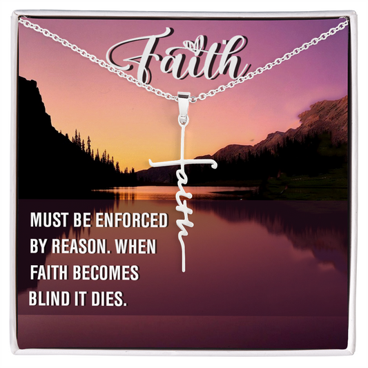 Must be Enforced Faith Cross Necklace w Inspirational Bible Message Card-Express Your Love Gifts