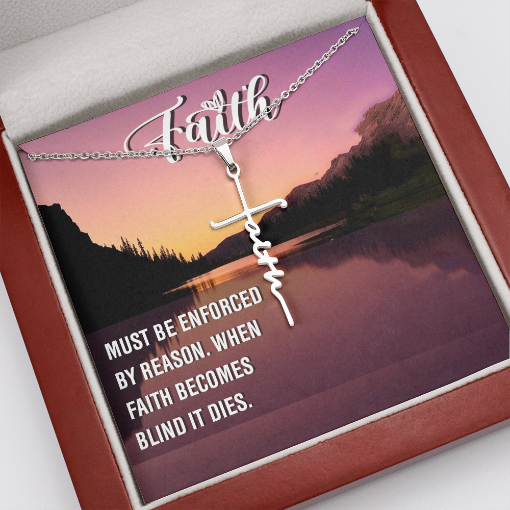 Must be Enforced Faith Cross Necklace w Inspirational Bible Message Card-Express Your Love Gifts