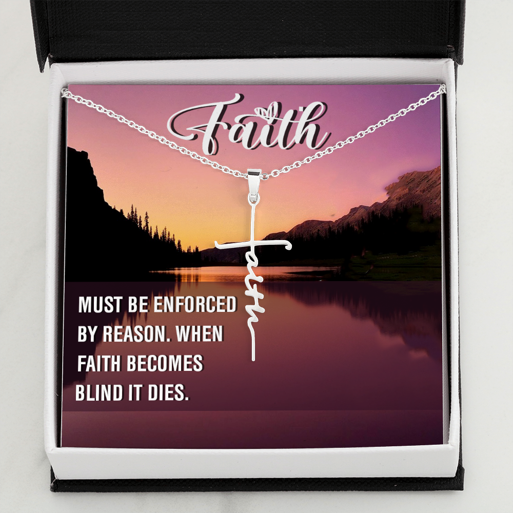 Must be Enforced Faith Cross Necklace w Inspirational Bible Message Card-Express Your Love Gifts