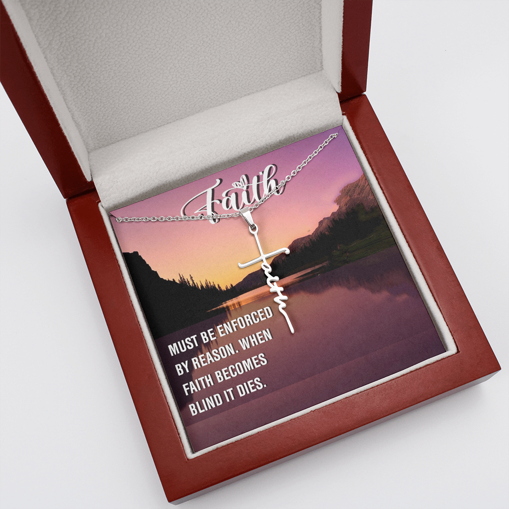 Must be Enforced Faith Cross Necklace w Inspirational Bible Message Card-Express Your Love Gifts