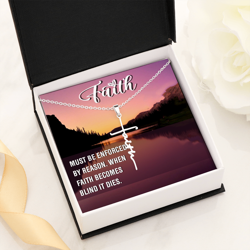 Must be Enforced Faith Cross Necklace w Inspirational Bible Message Card-Express Your Love Gifts