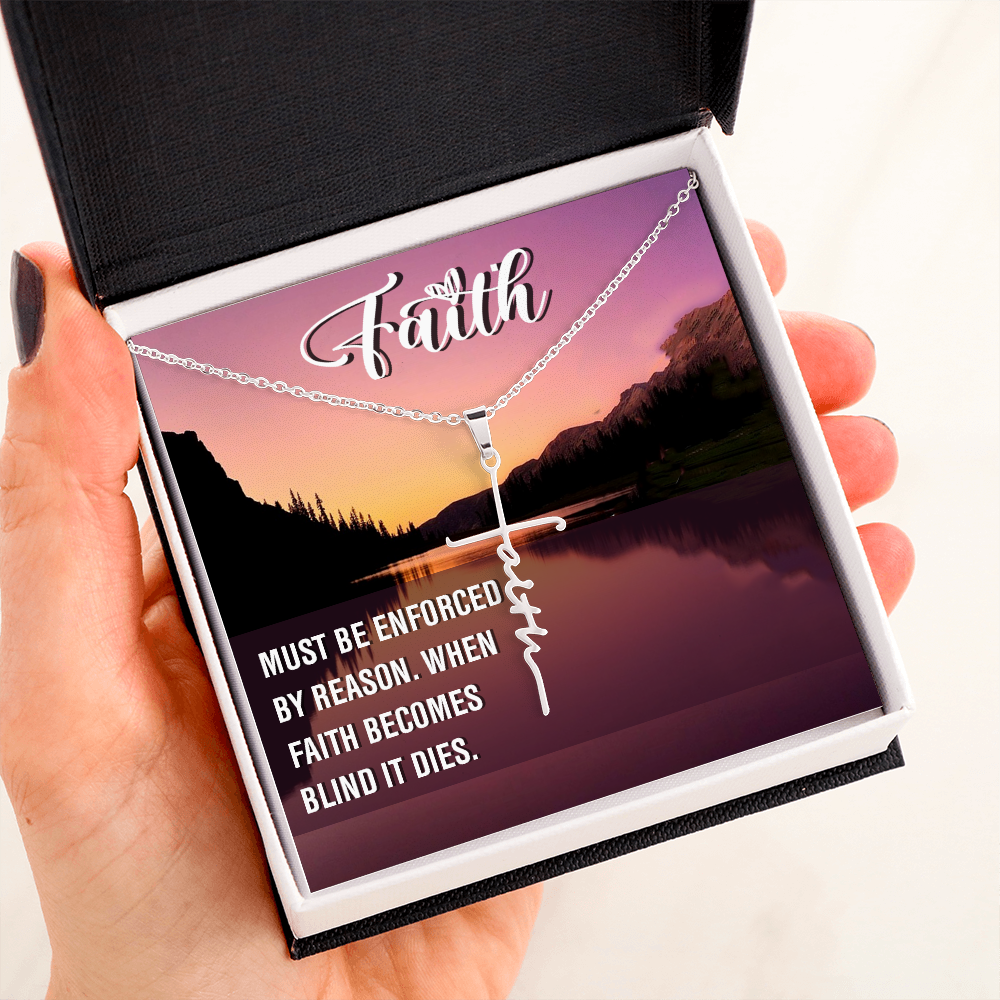 Must be Enforced Faith Cross Necklace w Inspirational Bible Message Card-Express Your Love Gifts