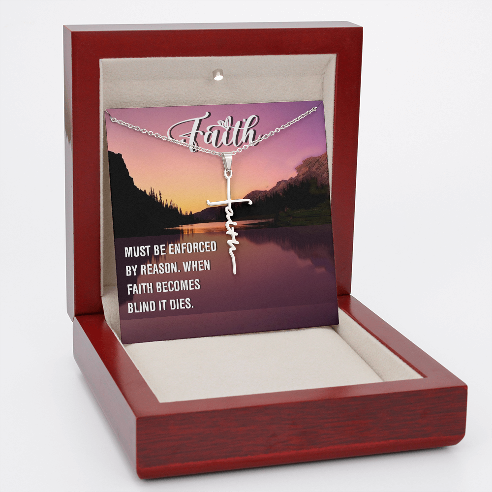 Must be Enforced Faith Cross Necklace w Inspirational Bible Message Card-Express Your Love Gifts