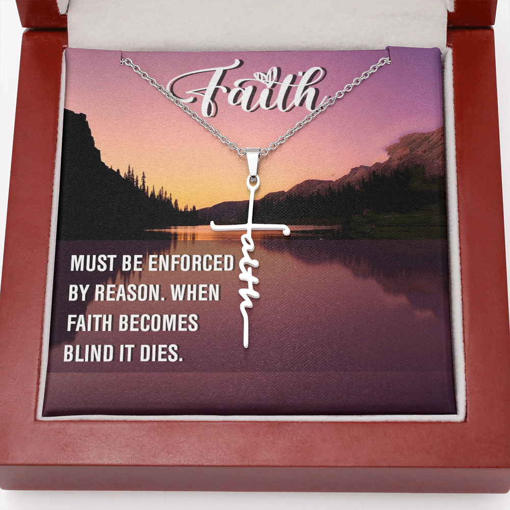 Must be Enforced Faith Cross Necklace w Inspirational Bible Message Card-Express Your Love Gifts
