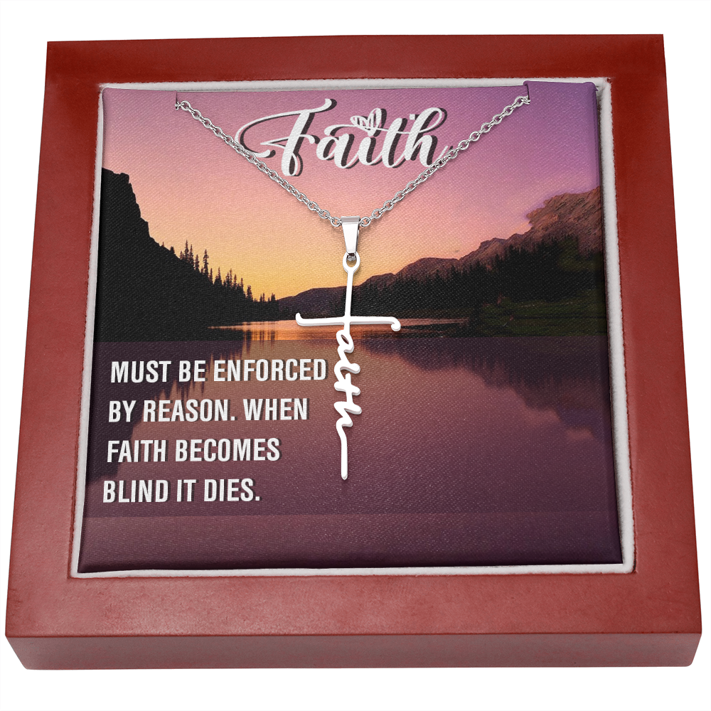 Must be Enforced Faith Cross Necklace w Inspirational Bible Message Card-Express Your Love Gifts
