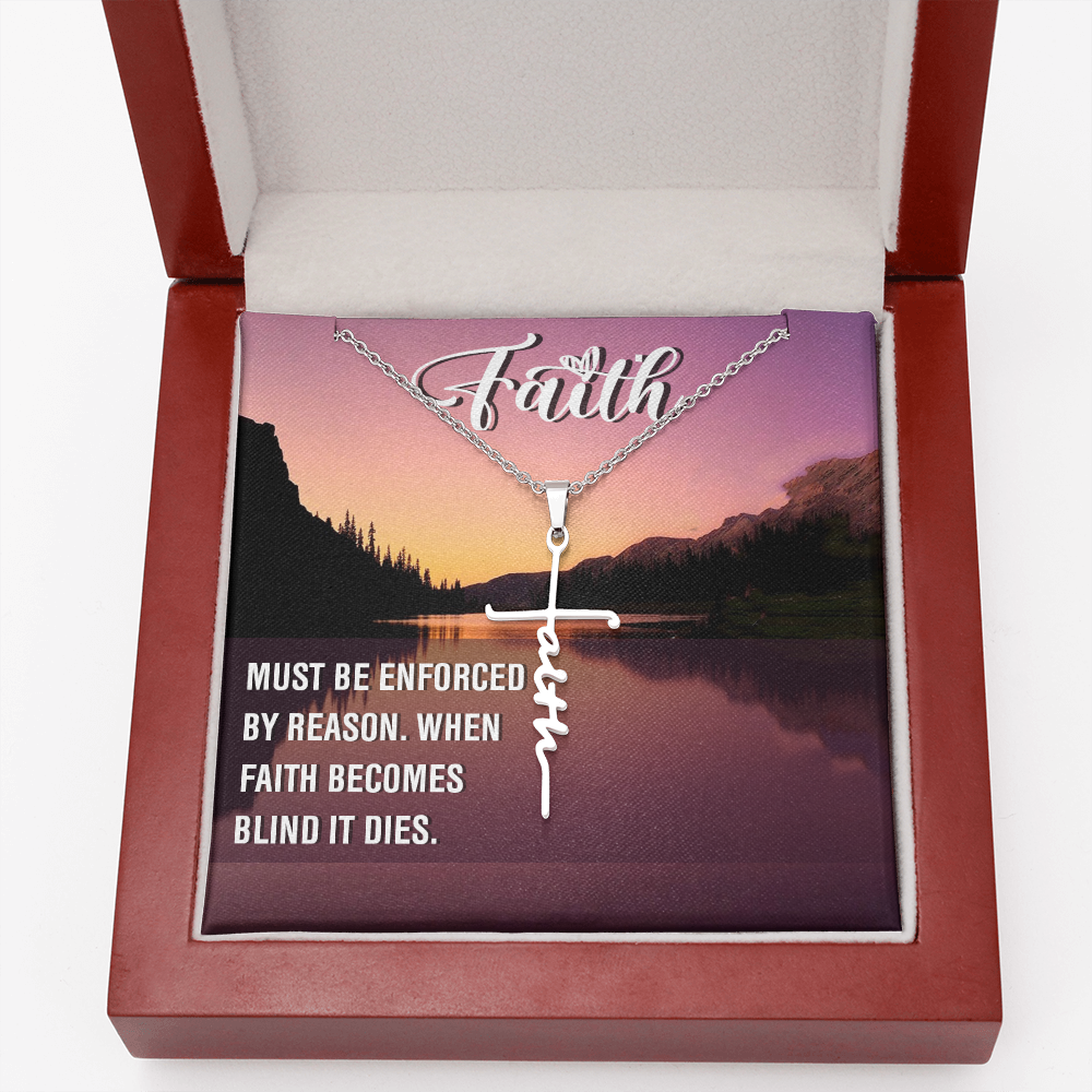 Must be Enforced Faith Cross Necklace w Inspirational Bible Message Card-Express Your Love Gifts