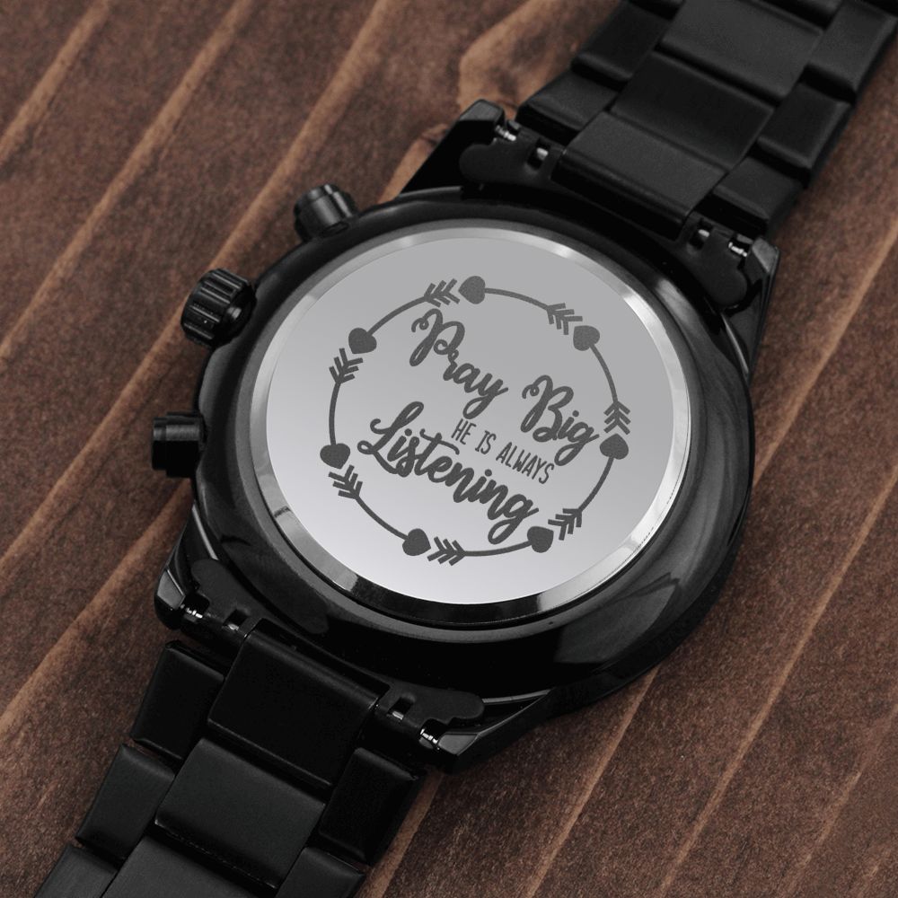 Pray Big Engraved Bible Verse Men's Watch Multifunction Stainless Steel W Copper Dial-Express Your Love Gifts