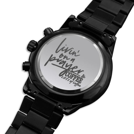 Prayer And Coffee Engraved Bible Verse Men's Watch Multifunction Stainless Steel W Copper Dial-Express Your Love Gifts
