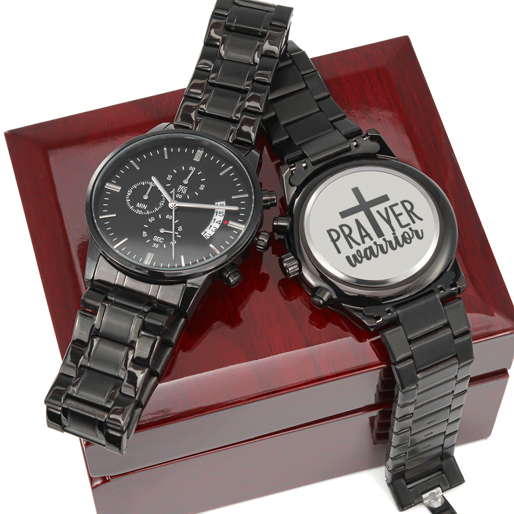 Prayer Warrior Engraved Bible Verse Men's Watch Multifunction Stainless Steel W Copper Dial-Express Your Love Gifts