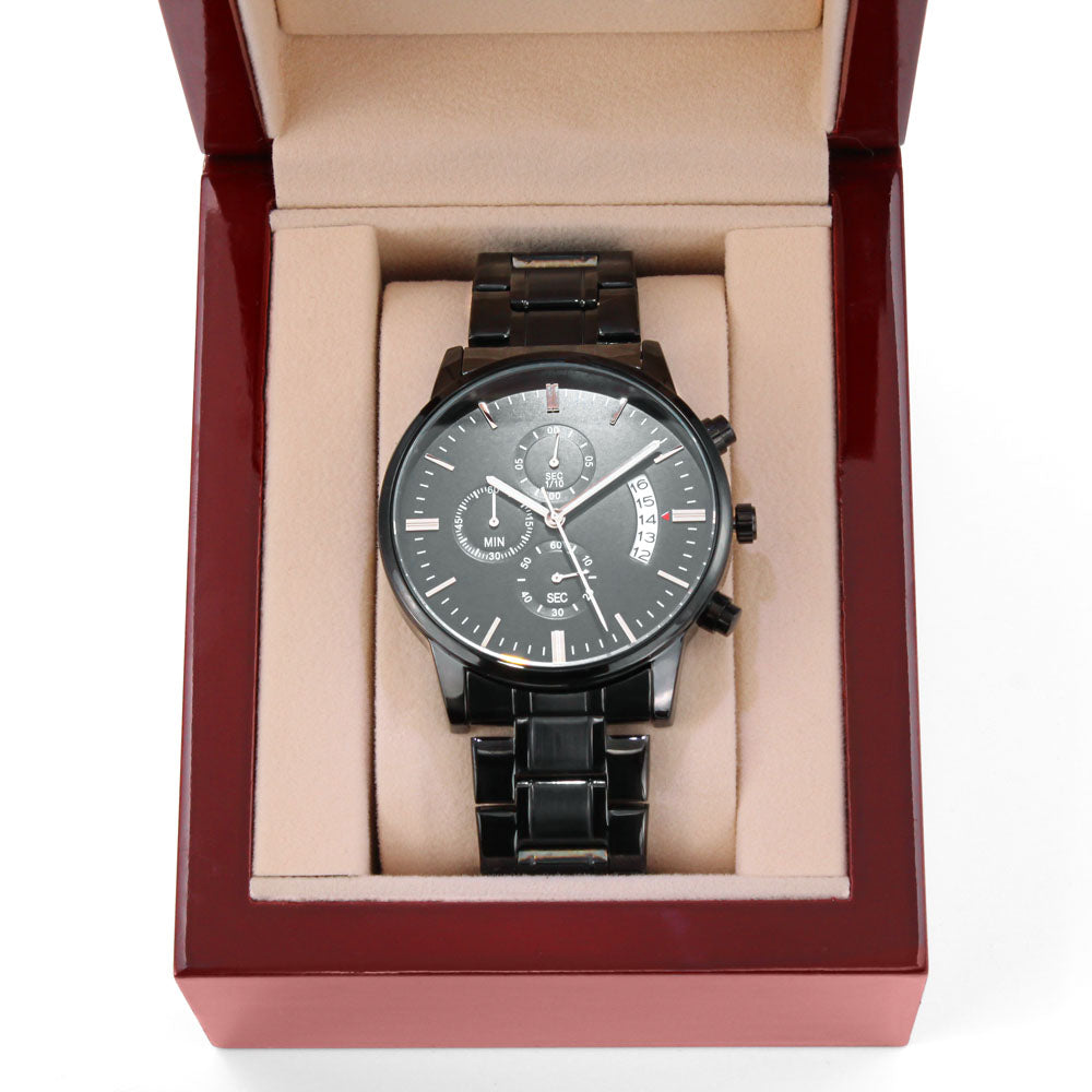 Saved By Grace Engraved Bible Verse Men's Watch Multifunction Stainless Steel W Copper Dial-Express Your Love Gifts