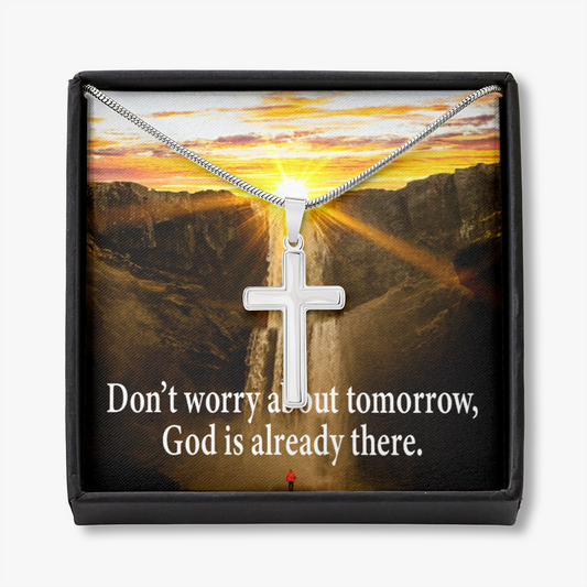Scripture Card Don’t Worry Inspirational Cross Card Necklace w Stainless Steel Pendant-Express Your Love Gifts