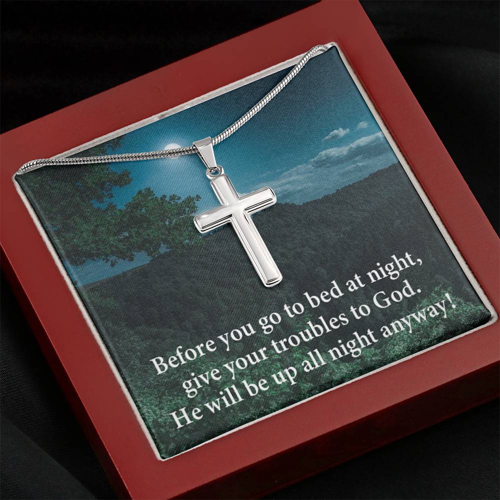 Scripture Card God Has Your Problems Cross Card Necklace w Stainless Steel Pendant Religious Gift-Express Your Love Gifts
