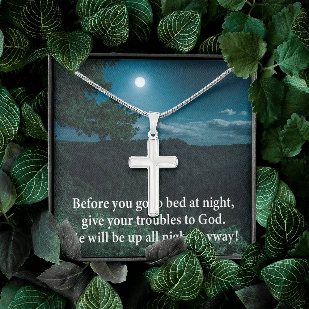 Scripture Card God Has Your Problems Cross Card Necklace w Stainless Steel Pendant Religious Gift-Express Your Love Gifts
