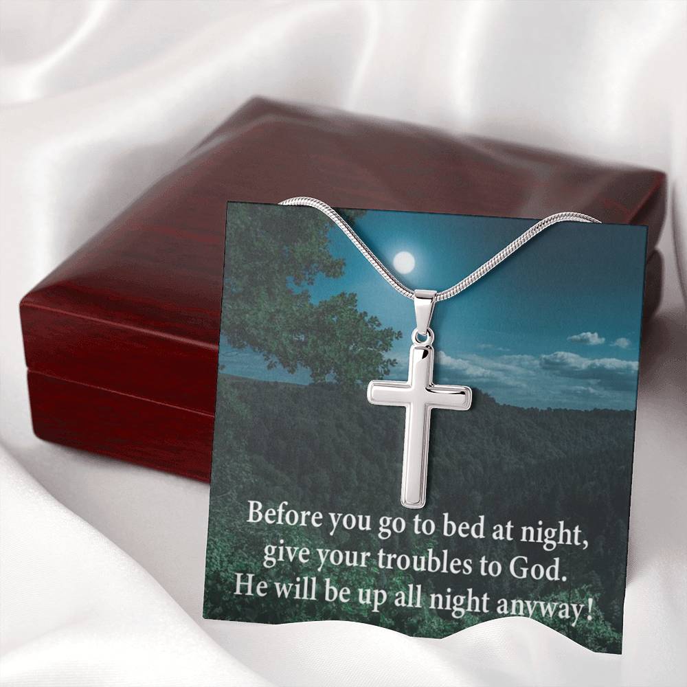 Scripture Card God Has Your Problems Cross Card Necklace w Stainless Steel Pendant Religious Gift-Express Your Love Gifts