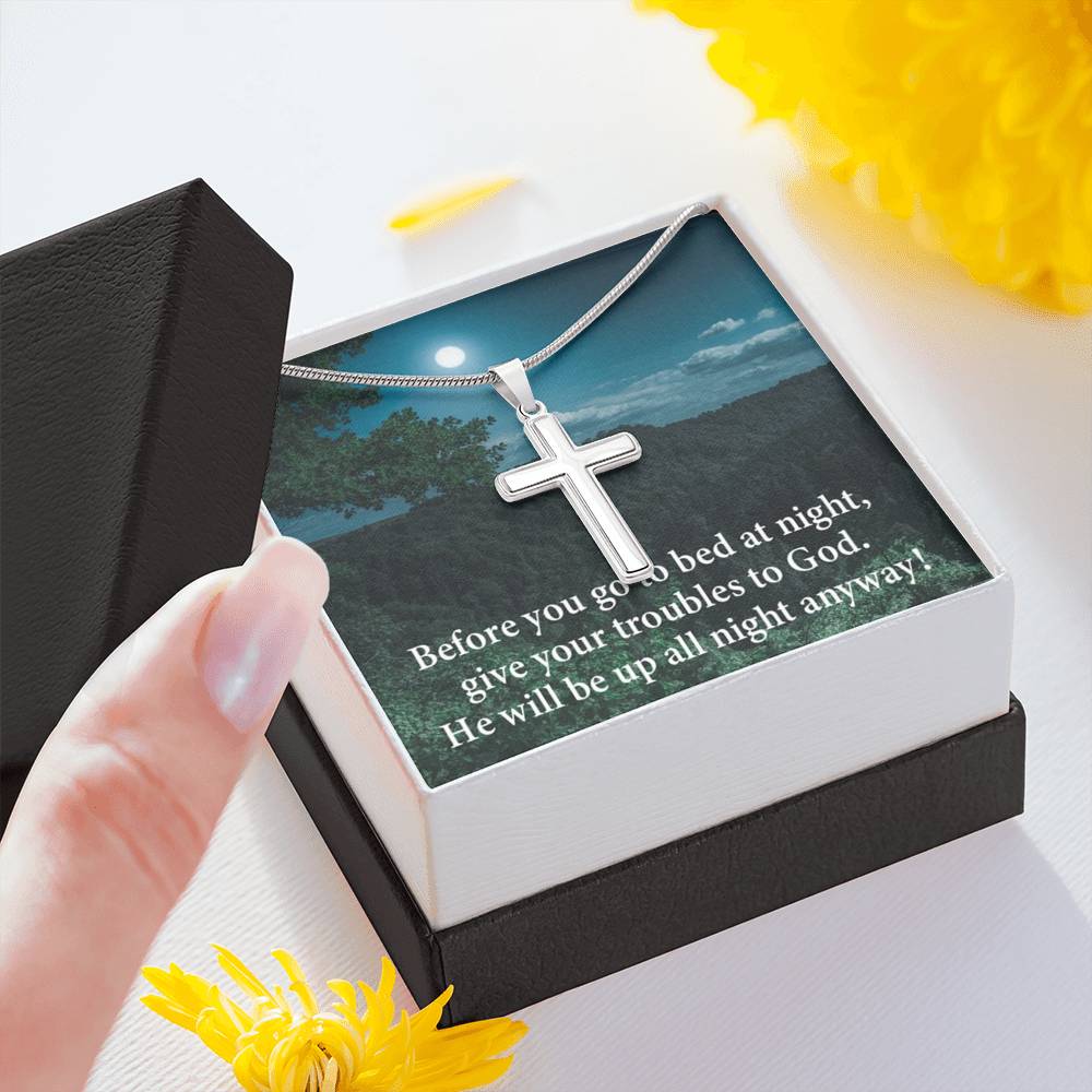 Scripture Card God Has Your Problems Cross Card Necklace w Stainless Steel Pendant Religious Gift-Express Your Love Gifts