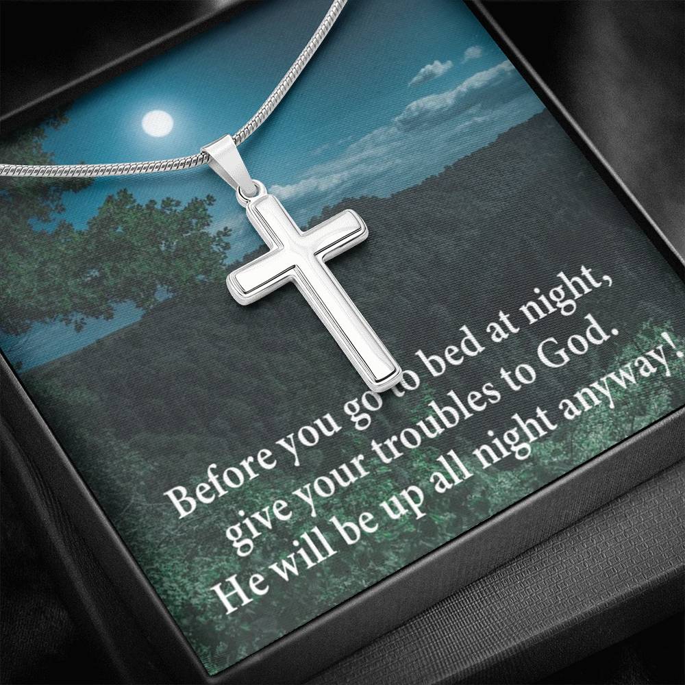 Scripture Card God Has Your Problems Cross Card Necklace w Stainless Steel Pendant Religious Gift-Express Your Love Gifts