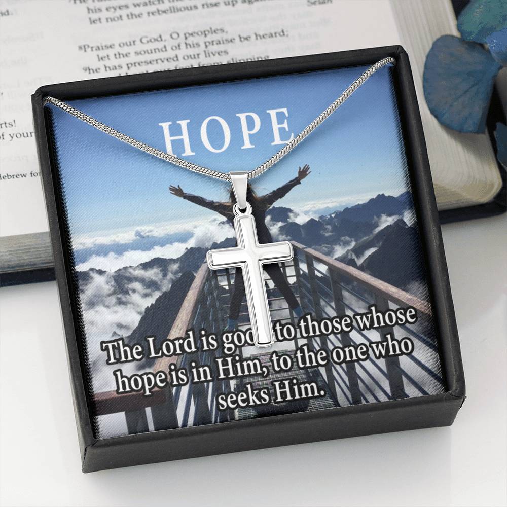 Scripture Card Hope Cross Card Necklace w Stainless Steel Pendant Religious Gift-Express Your Love Gifts