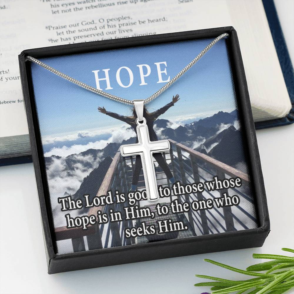 Scripture Card Hope Cross Card Necklace w Stainless Steel Pendant Religious Gift-Express Your Love Gifts