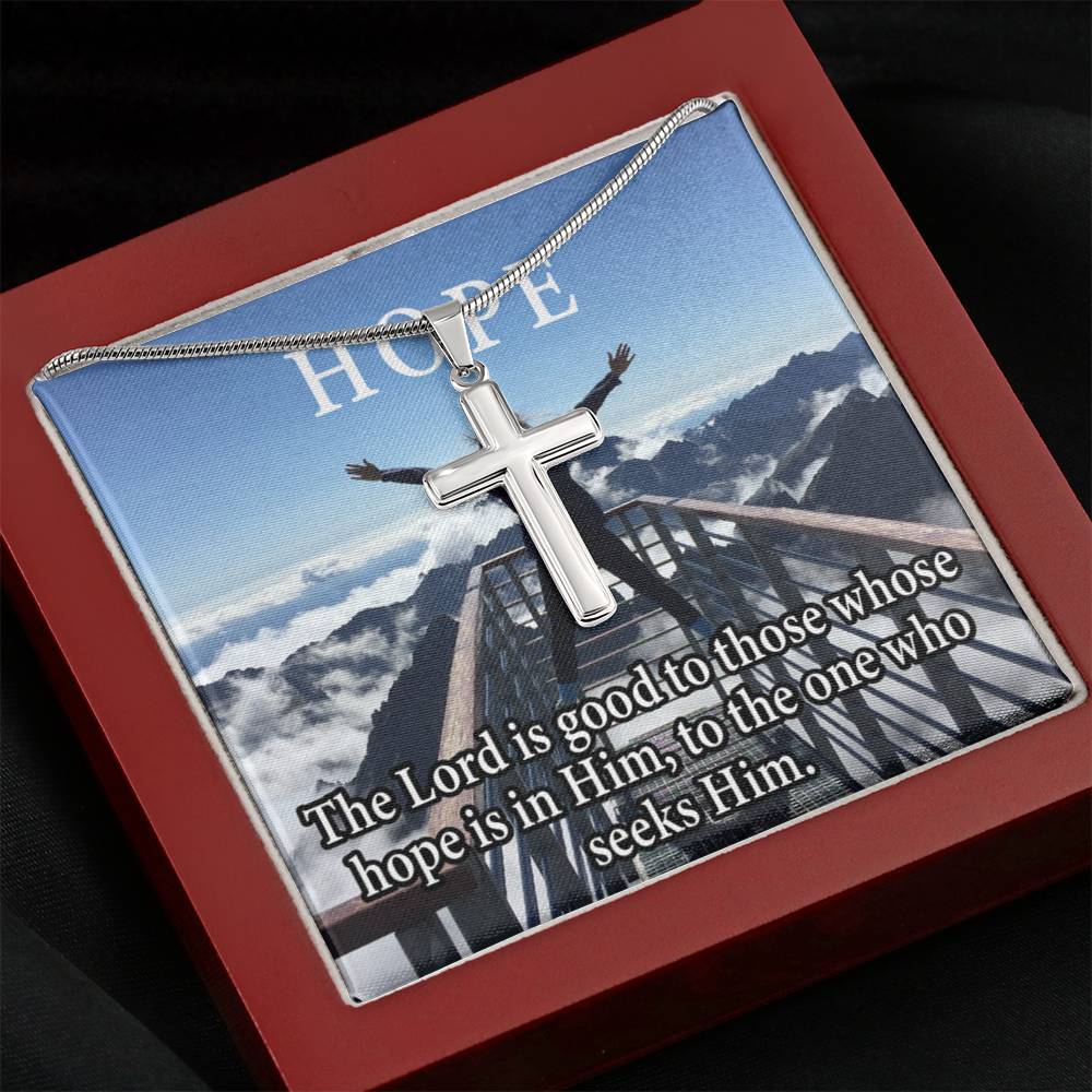 Scripture Card Hope Cross Card Necklace w Stainless Steel Pendant Religious Gift-Express Your Love Gifts