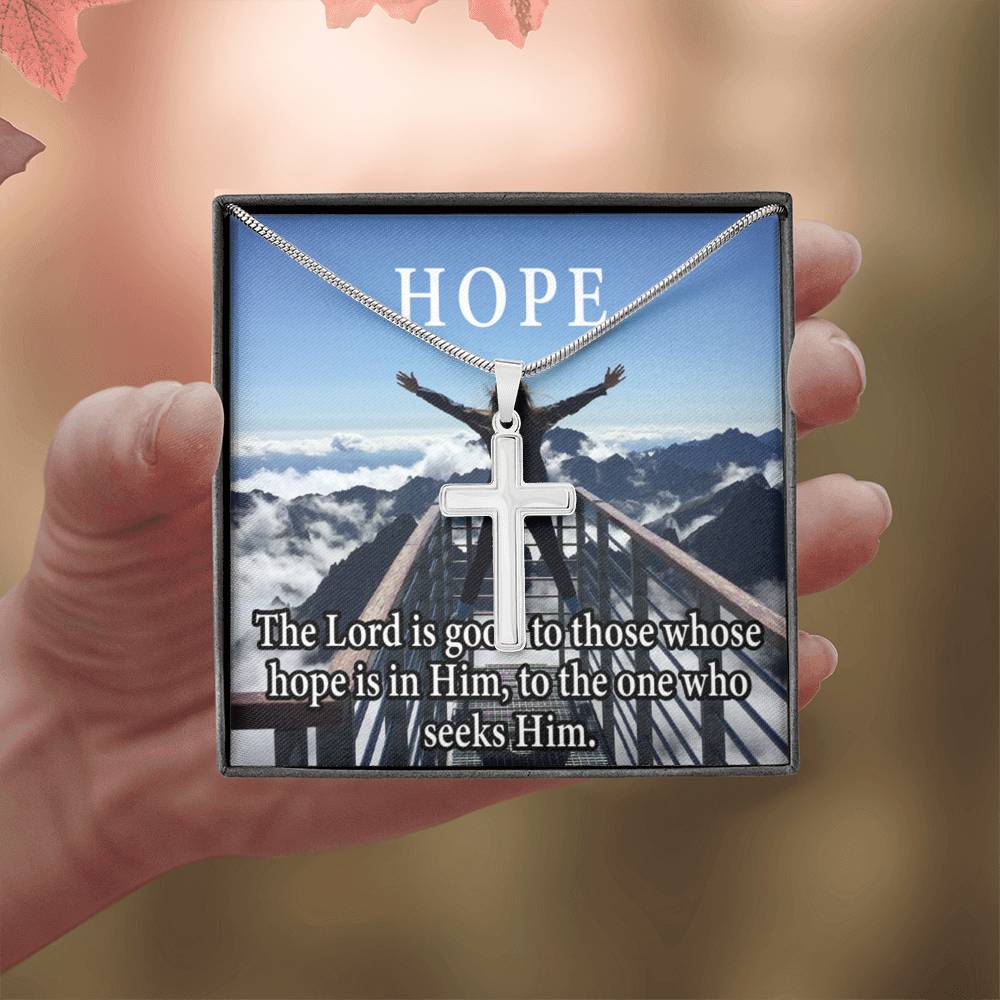 Scripture Card Hope Cross Card Necklace w Stainless Steel Pendant Religious Gift-Express Your Love Gifts