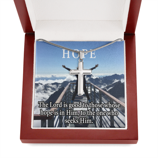 Scripture Card Hope Cross Card Necklace w Stainless Steel Pendant Religious Gift-Express Your Love Gifts