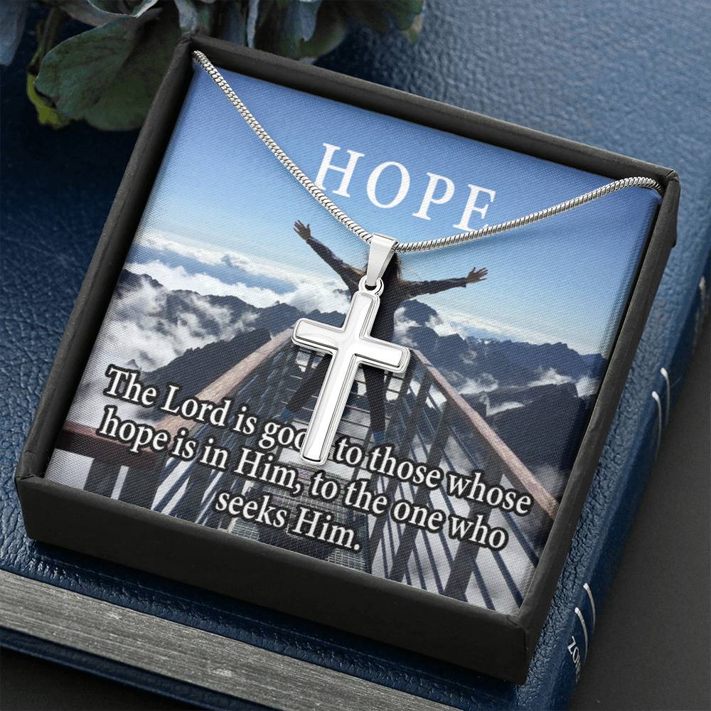 Scripture Card Hope Cross Card Necklace w Stainless Steel Pendant Religious Gift-Express Your Love Gifts