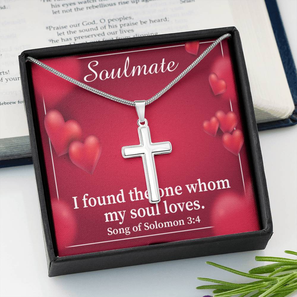 Scripture Card My Soul Loves Song of Solomon 3:4 Cross Card Necklace w Stainless Steel Pendant Religious Gift-Express Your Love Gifts