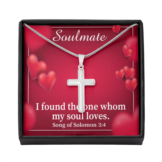 Scripture Card My Soul Loves Song of Solomon 3:4 Cross Card Necklace w Stainless Steel Pendant Religious Gift-Express Your Love Gifts