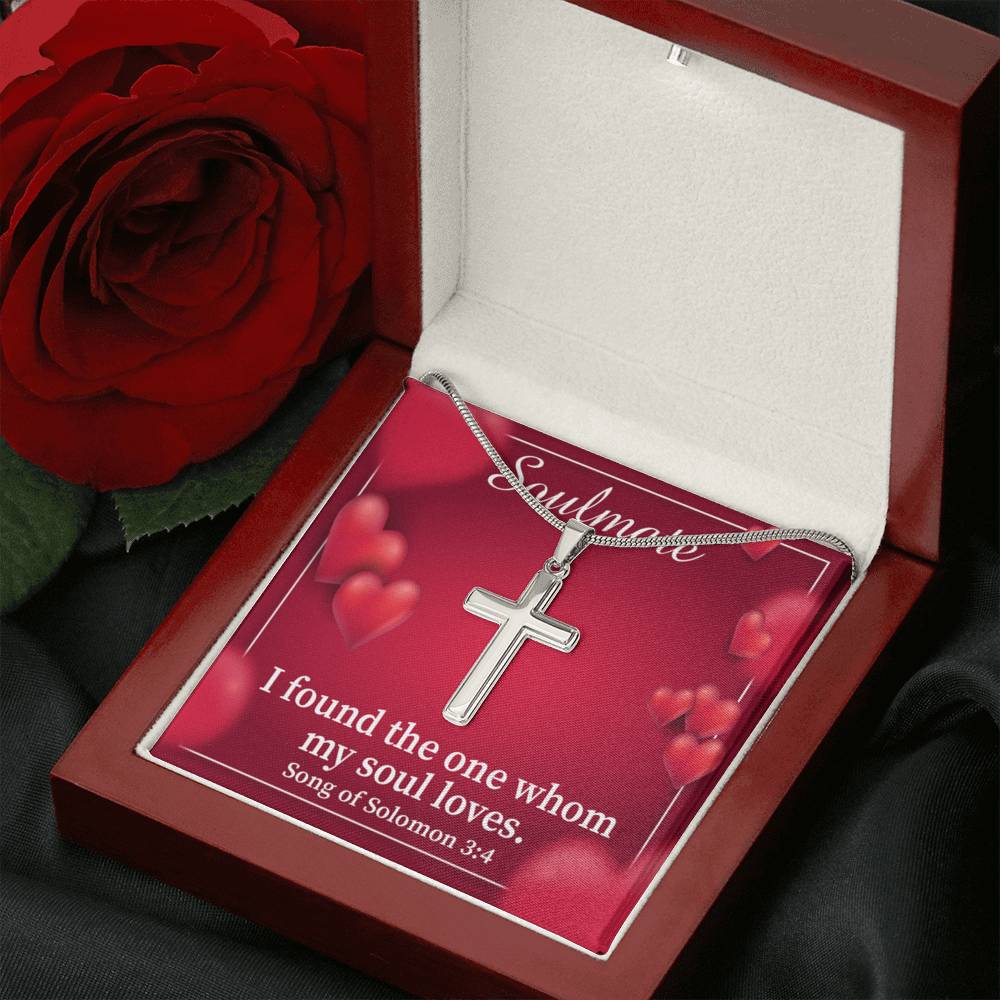 Scripture Card My Soul Loves Song of Solomon 3:4 Cross Card Necklace w Stainless Steel Pendant Religious Gift-Express Your Love Gifts