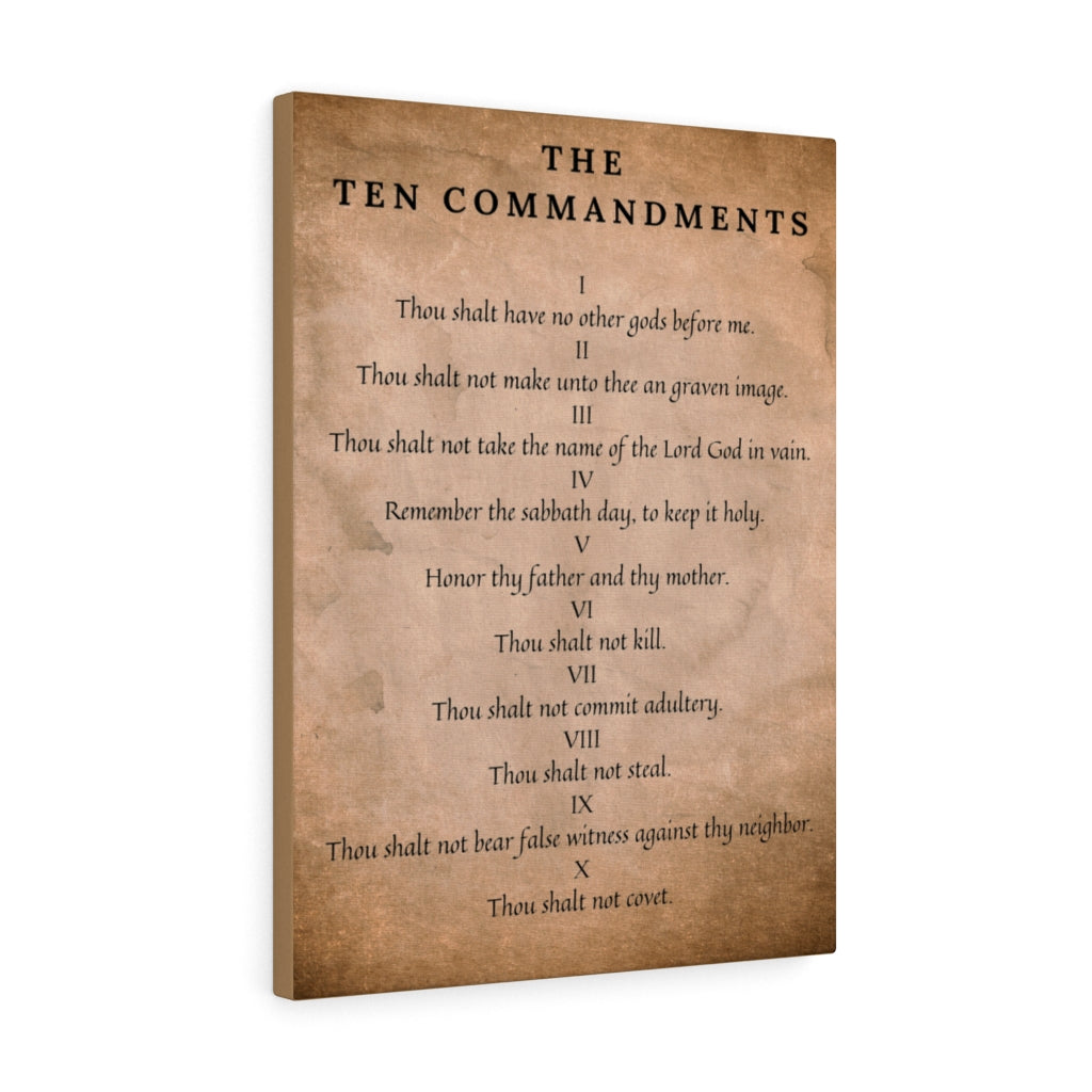 10 Commandments Bible Verse Canvas Christian Wall Art Ready to Hang Unframed-Express Your Love Gifts