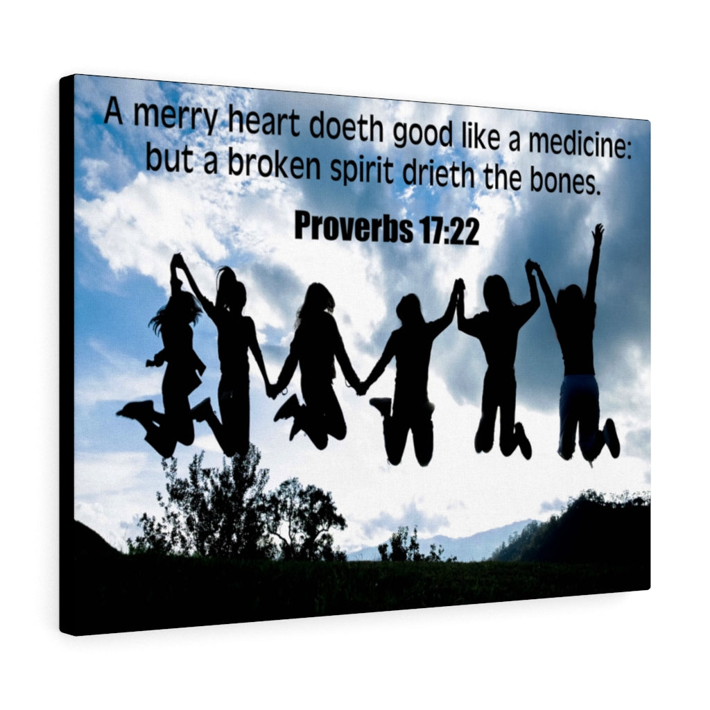 A Merry Heart Proverbs 17:22 Bible Verse Canvas Christian Wall Art Ready to Hang Unframed-Express Your Love Gifts