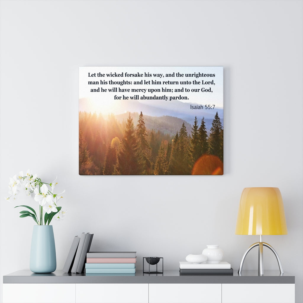 Scripture Walls Abundantly Pardon Isaiah 55:7 Bible Verse Canvas Christian Wall Art Ready to Hang Unframed-Express Your Love Gifts