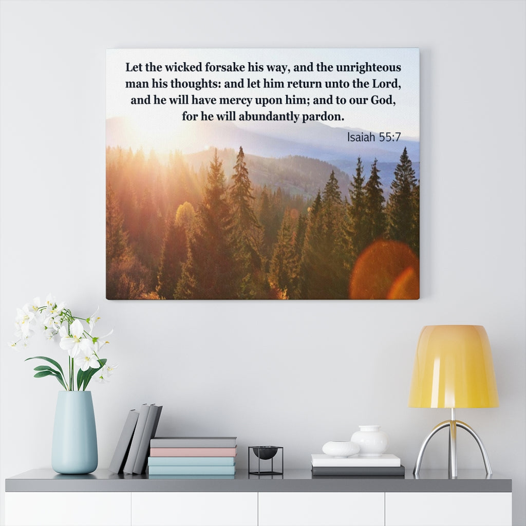 Scripture Walls Abundantly Pardon Isaiah 55:7 Bible Verse Canvas Christian Wall Art Ready to Hang Unframed-Express Your Love Gifts