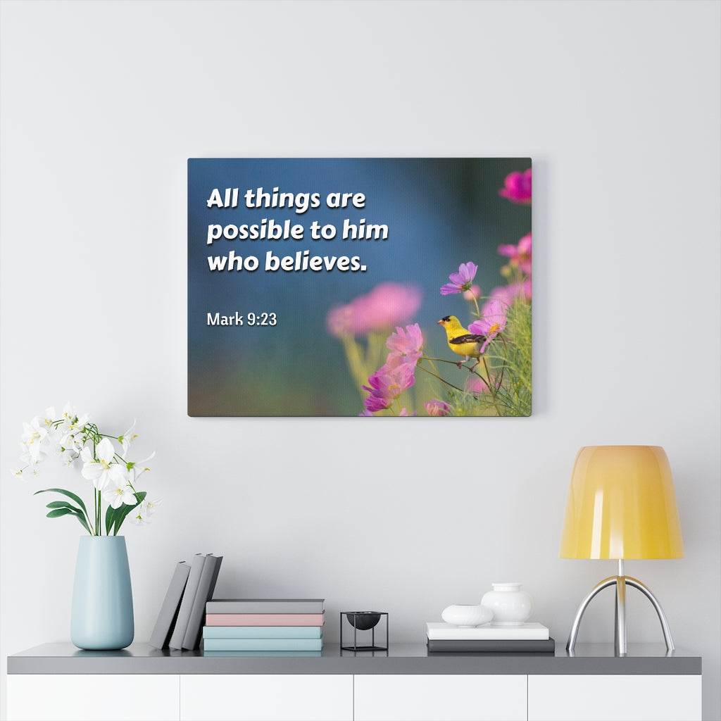 All Things Mark 9:23 Bible Verse Canvas Christian Wall Art Ready to Hang Unframed-Express Your Love Gifts