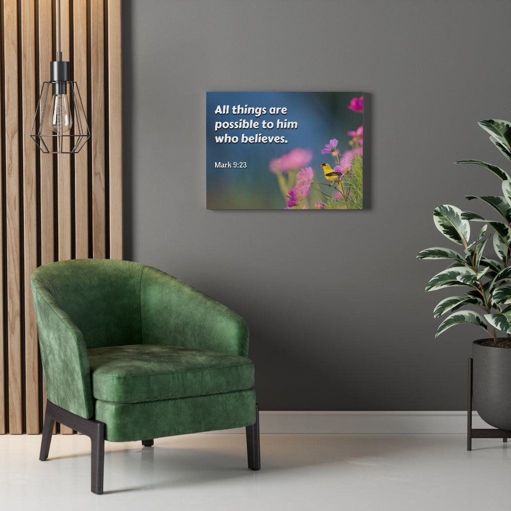 All Things Mark 9:23 Bible Verse Canvas Christian Wall Art Ready to Hang Unframed-Express Your Love Gifts