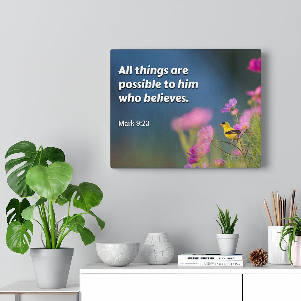All Things Mark 9:23 Bible Verse Canvas Christian Wall Art Ready to Hang Unframed-Express Your Love Gifts