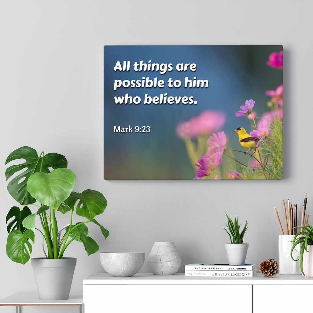 All Things Mark 9:23 Bible Verse Canvas Christian Wall Art Ready to Hang Unframed-Express Your Love Gifts