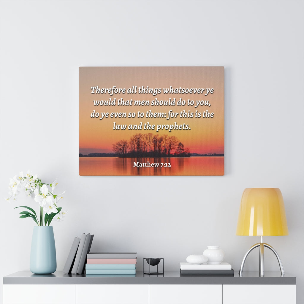 All Things Matthew 7:12 Bible Verse Canvas Christian Wall Art Ready to Hang Unframed-Express Your Love Gifts