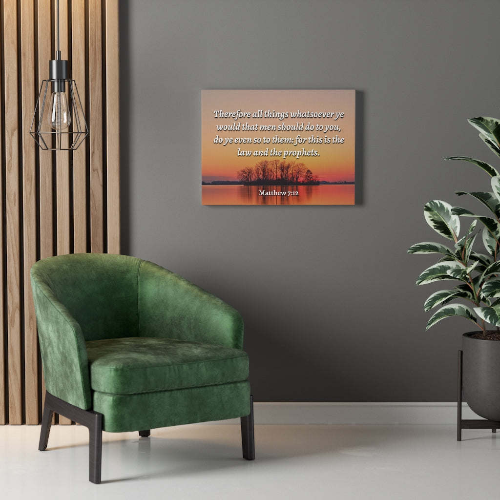 All Things Matthew 7:12 Bible Verse Canvas Christian Wall Art Ready to Hang Unframed-Express Your Love Gifts