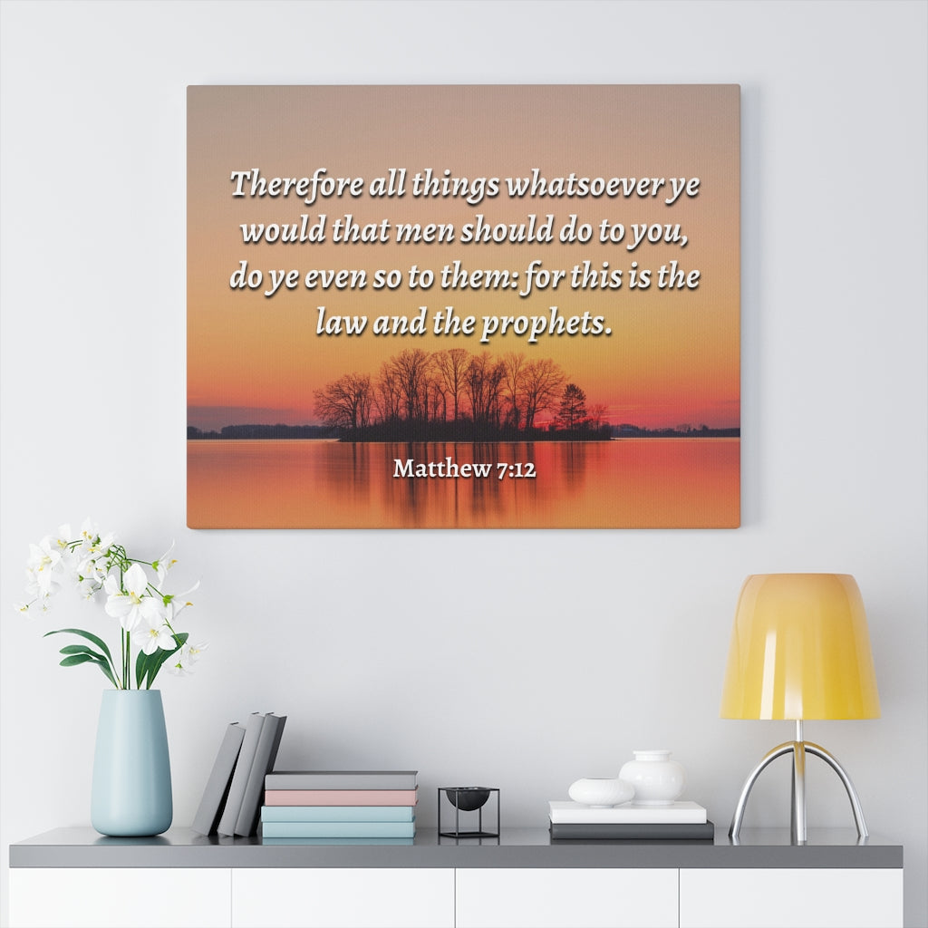 All Things Matthew 7:12 Bible Verse Canvas Christian Wall Art Ready to Hang Unframed-Express Your Love Gifts
