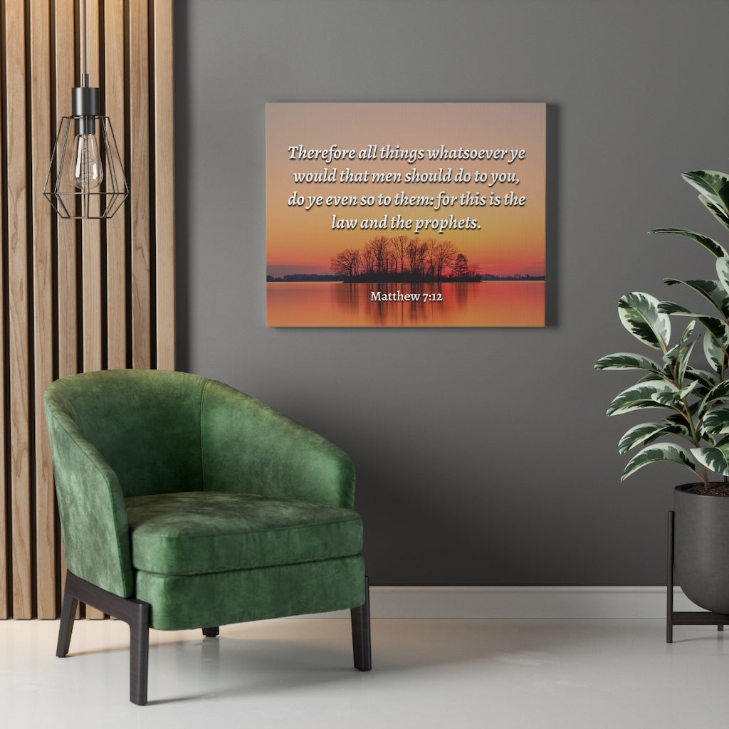 All Things Matthew 7:12 Bible Verse Canvas Christian Wall Art Ready to Hang Unframed-Express Your Love Gifts