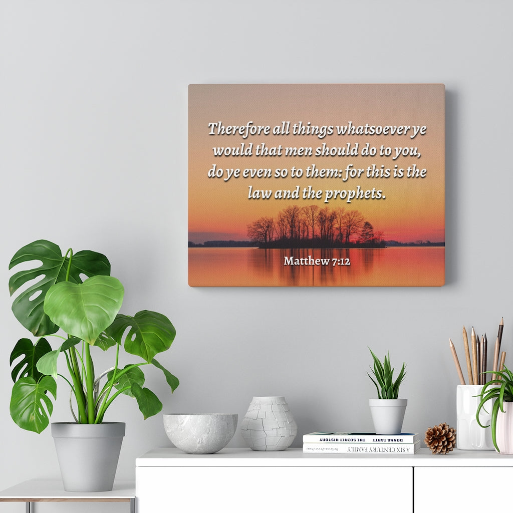 All Things Matthew 7:12 Bible Verse Canvas Christian Wall Art Ready to Hang Unframed-Express Your Love Gifts