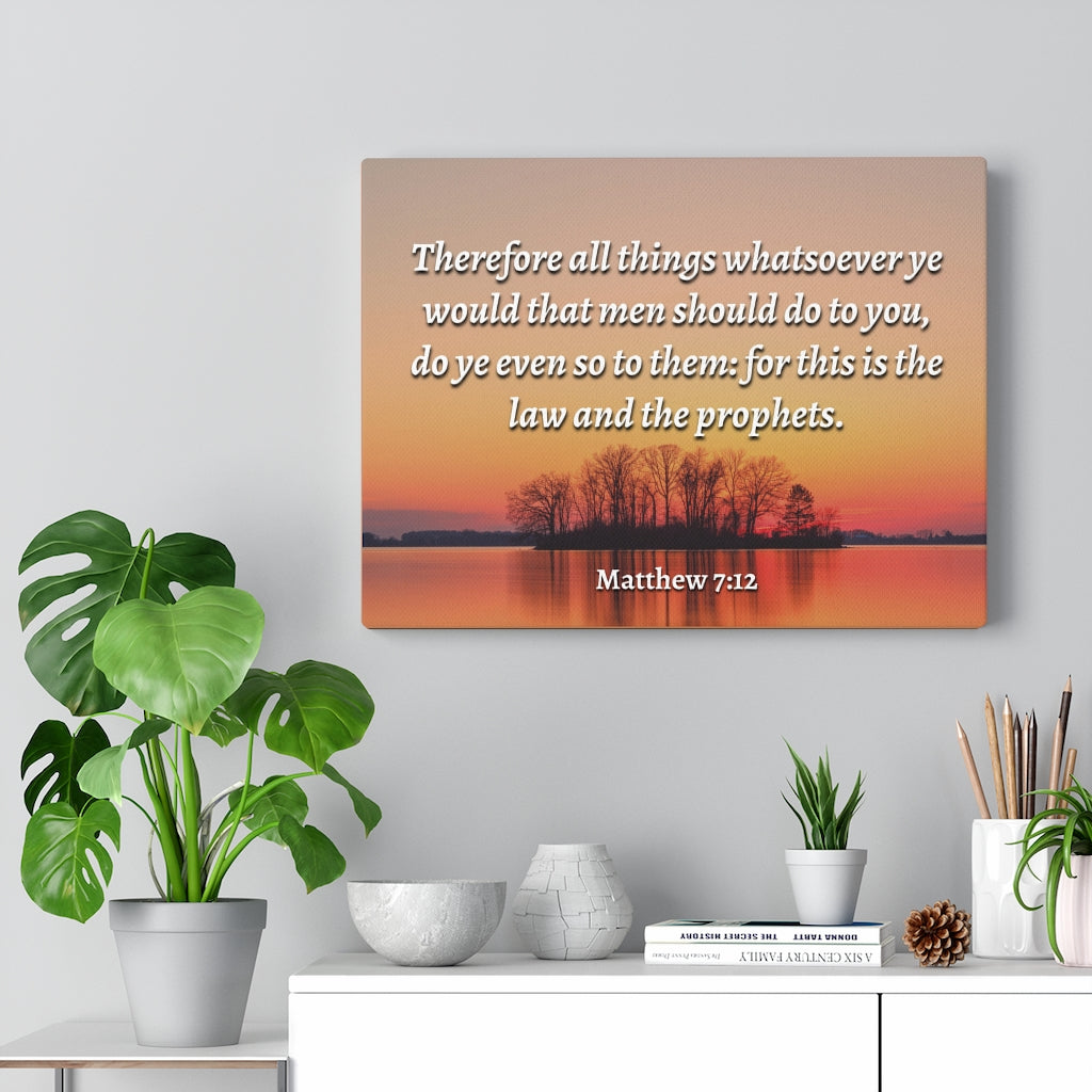 All Things Matthew 7:12 Bible Verse Canvas Christian Wall Art Ready to Hang Unframed-Express Your Love Gifts