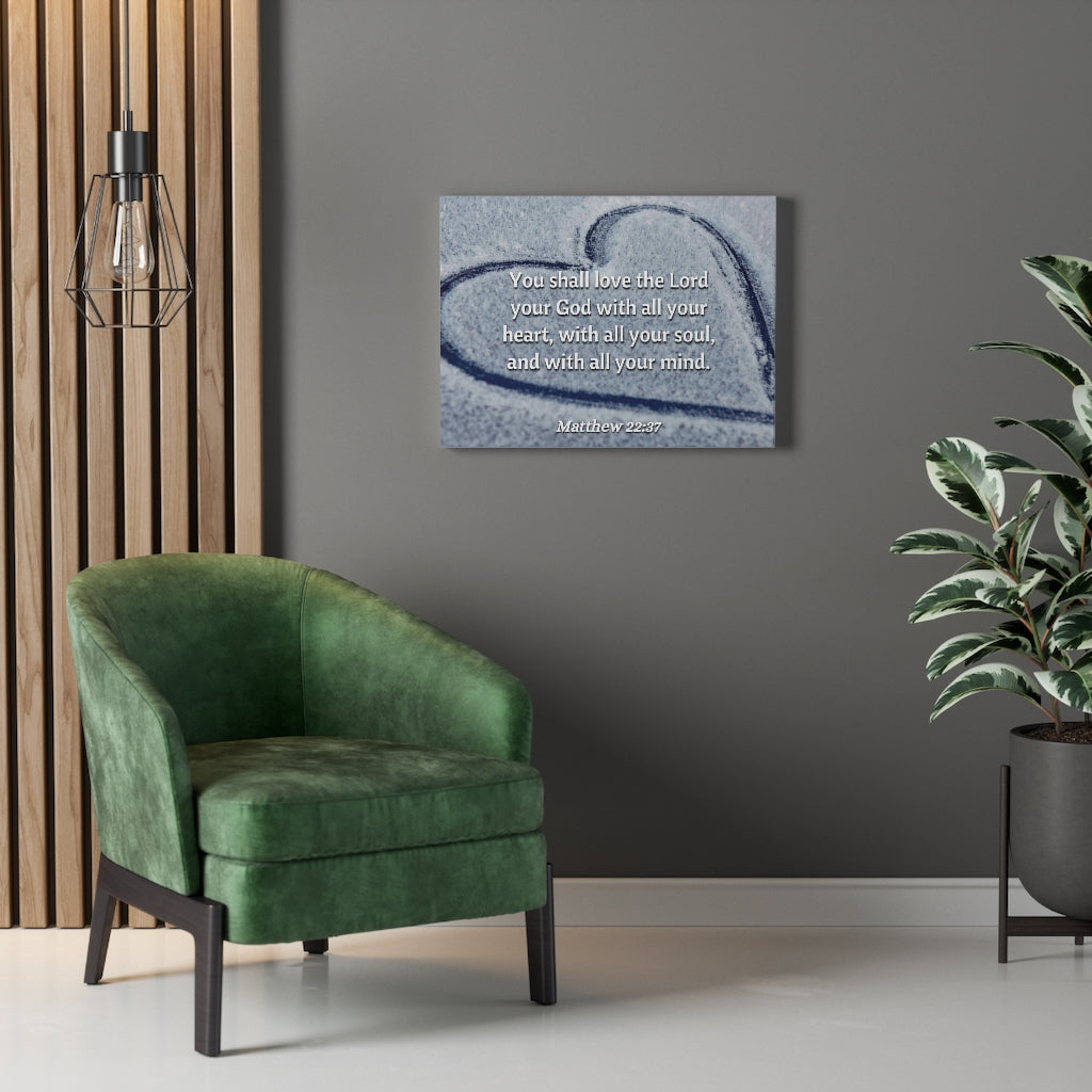 All Thy Heart Matthew 22:37 Bible Verse Canvas Christian Wall Art Ready to Hang Unframed-Express Your Love Gifts