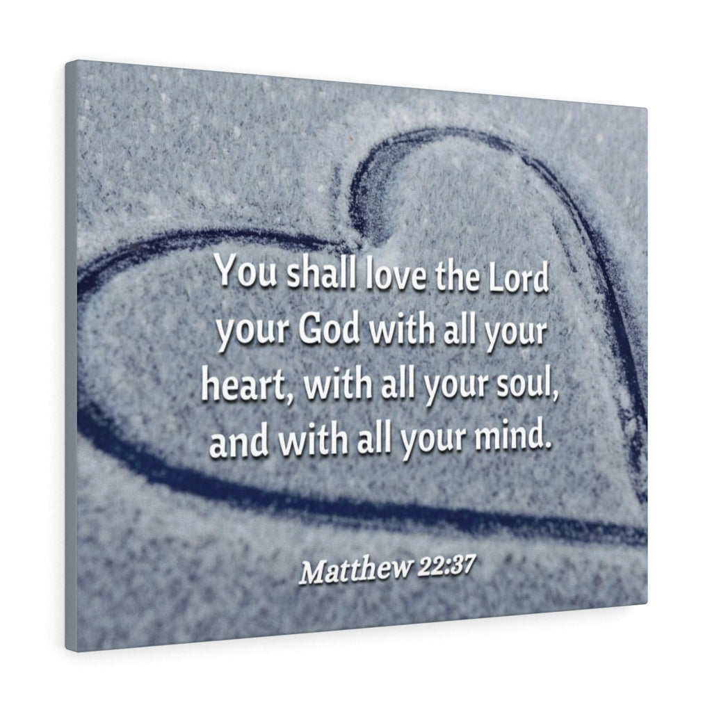 All Thy Heart Matthew 22:37 Bible Verse Canvas Christian Wall Art Ready to Hang Unframed-Express Your Love Gifts