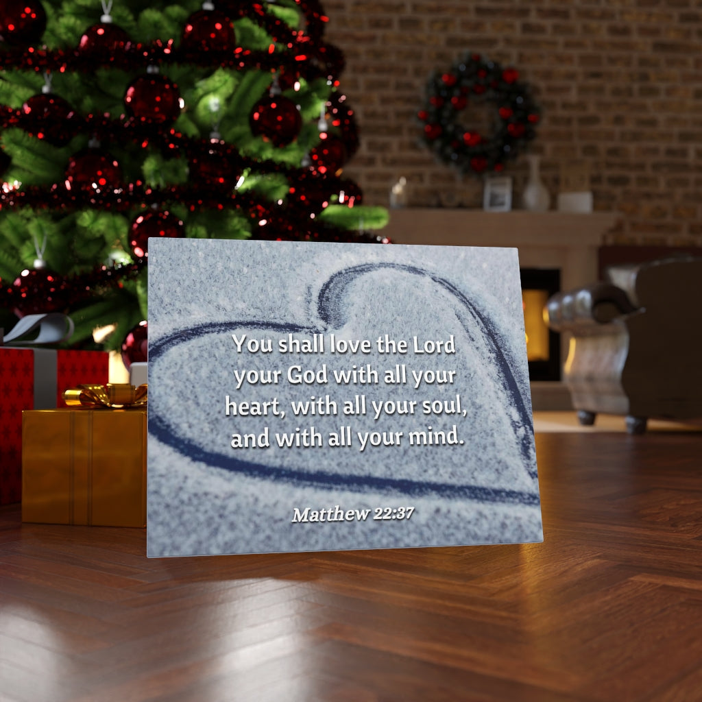 All Thy Heart Matthew 22:37 Bible Verse Canvas Christian Wall Art Ready to Hang Unframed-Express Your Love Gifts
