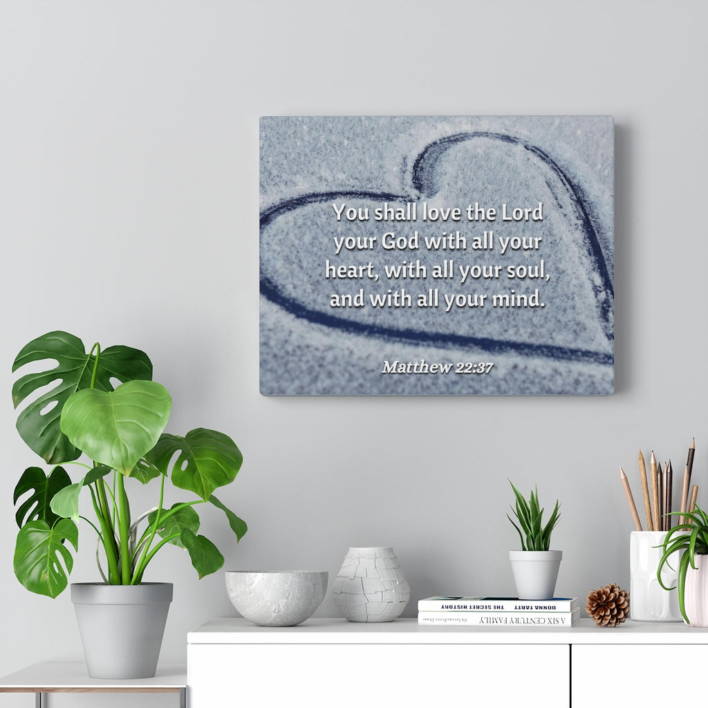 All Thy Heart Matthew 22:37 Bible Verse Canvas Christian Wall Art Ready to Hang Unframed-Express Your Love Gifts