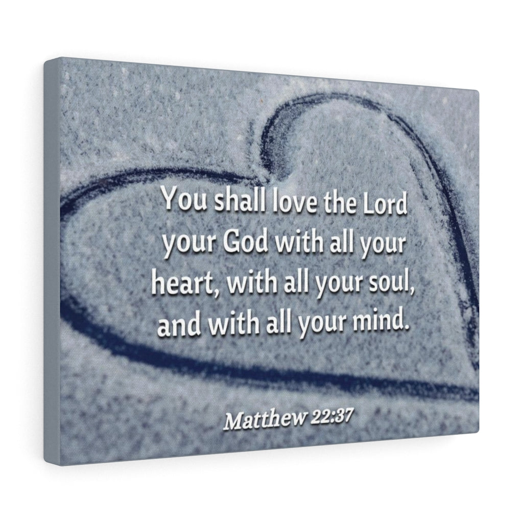 All Thy Heart Matthew 22:37 Bible Verse Canvas Christian Wall Art Ready to Hang Unframed-Express Your Love Gifts
